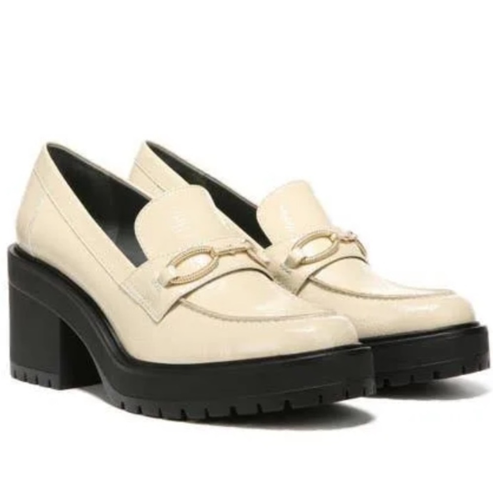LIKE NEW Franco Sarto Desma Heeled Bit Loafer Cream Size 8